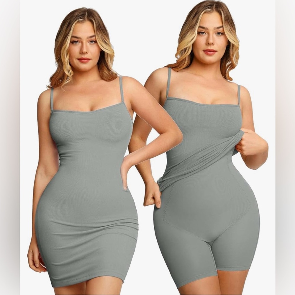 Bodycon Slip Dress with Built-In Shapewear in Sage Green
